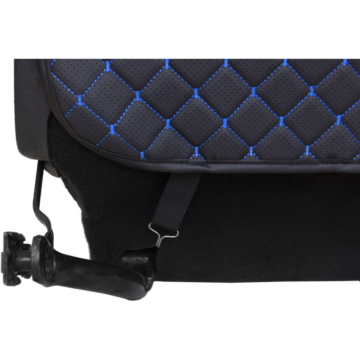 Automobilio sėdynės atlošo apsauga nuo vaikų EVAtech ECO 75x46 cm - juoda / juodi kraštai / mėlynos siūlės Automobilio sėdynės atlošo apsauga nuo vaikų EVAtech ECO 75x46 cm - juoda / juodi kraštai / mėlynos siūlės