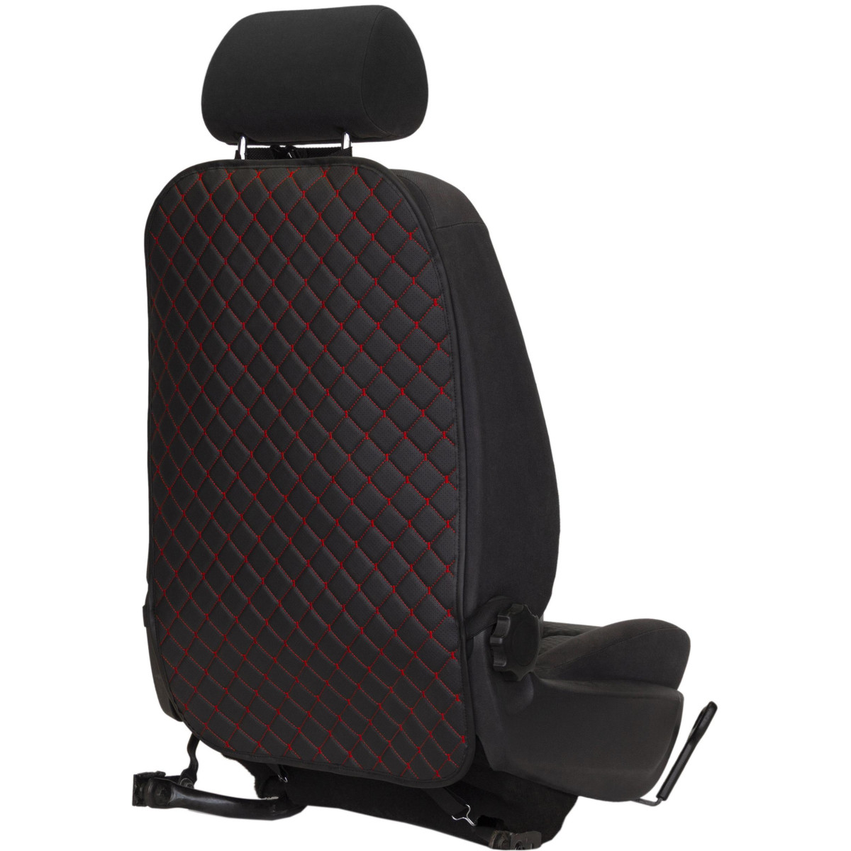 Automobilio sėdynės atlošo apsauga nuo vaikų EVAtech ECO 75x46 cm - juoda / juodi kraštai / raudonos siūlės Automobilio sėdynės atlošo apsauga nuo vaikų EVAtech ECO 75x46 cm - juoda / juodi kraštai / raudonos siūlės