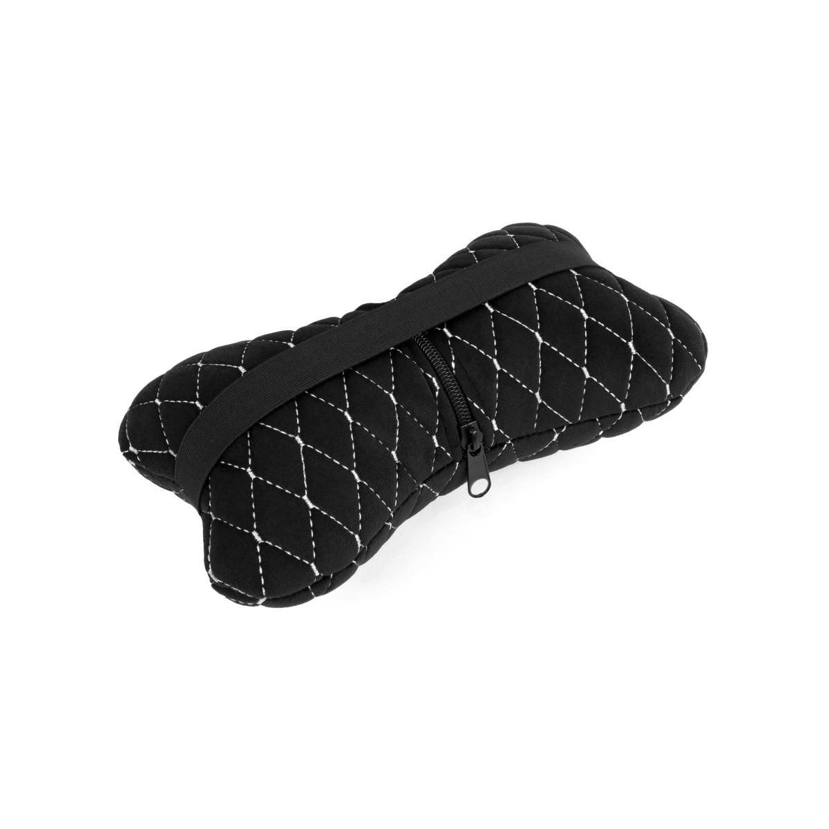 Automobilio sėdynės galvos atramos pagalvė EVAtech 27x16 cm - juoda / baltos siūlės Automobilio sėdynės galvos atramos pagalvė EVAtech 27x16 cm - juoda / baltos siūlės