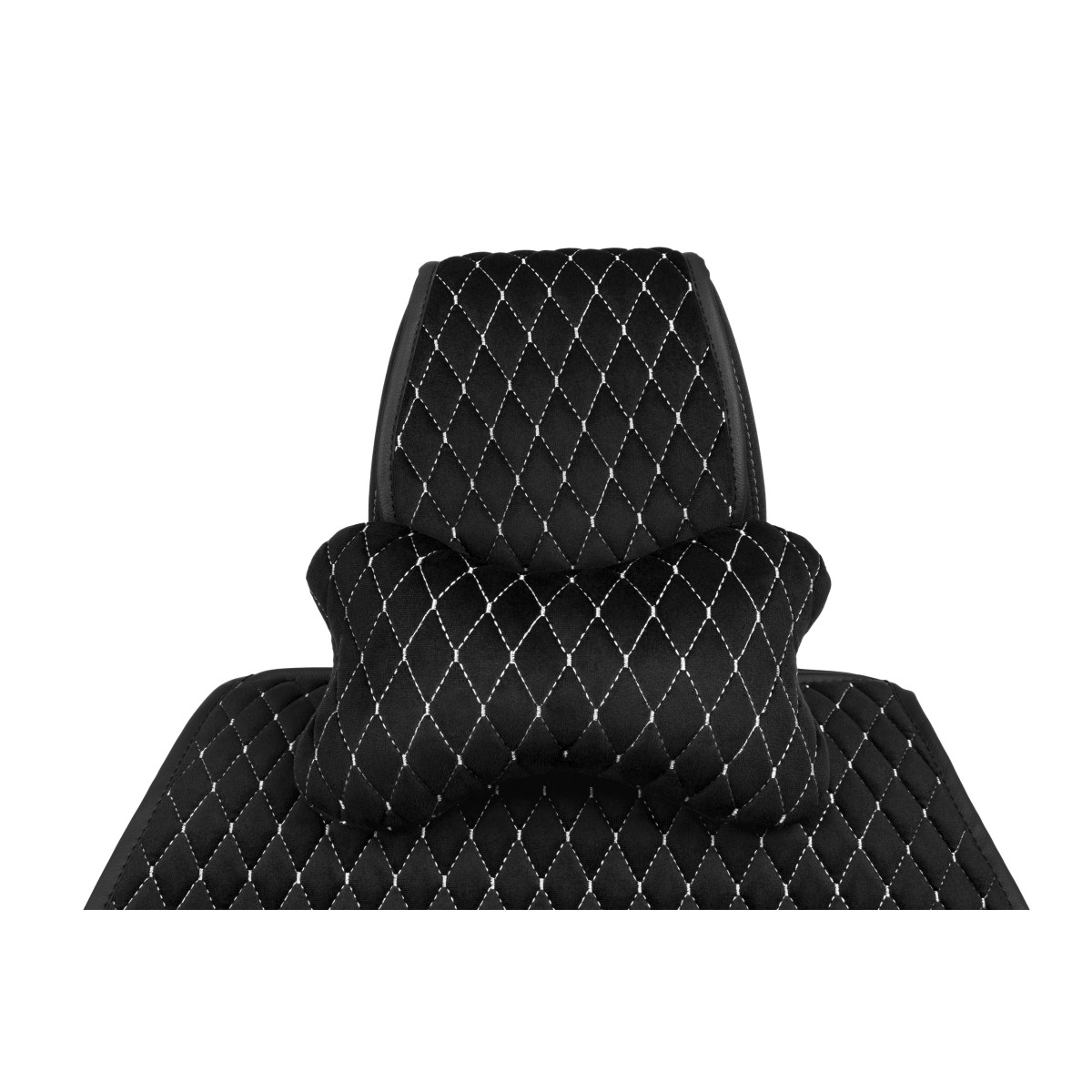 Automobilio sėdynės galvos atramos pagalvė EVAtech 27x16 cm - juoda / baltos siūlės Automobilio sėdynės galvos atramos pagalvė EVAtech 27x16 cm - juoda / baltos siūlės