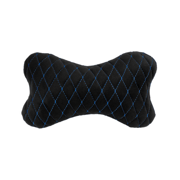 Automobilio sėdynės galvos atramos pagalvė EVAtech 27x16 cm - juoda / mėlynos siūlės