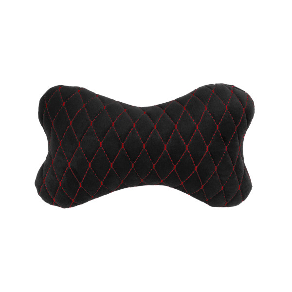 Automobilio sėdynės galvos atramos pagalvė EVAtech 27x16 cm - juoda / raudonos siūlės