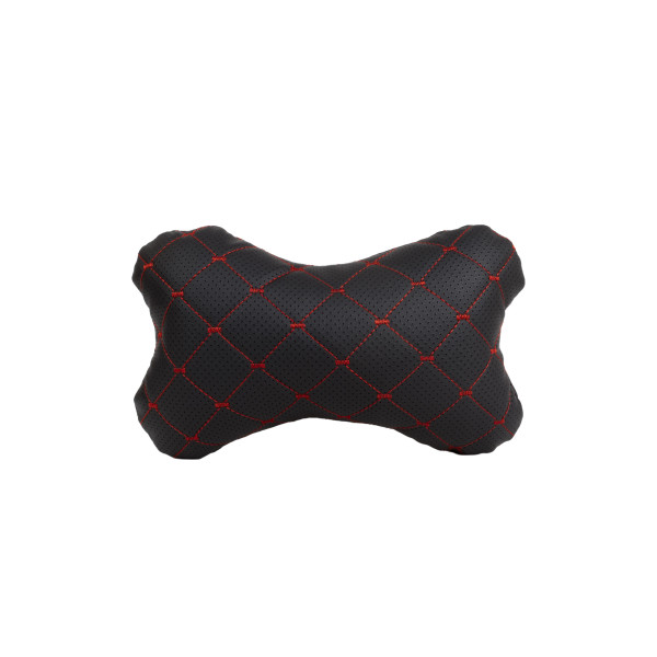Automobilio sėdynės galvos atramos pagalvė EVAtech ECO 27x16 cm - juoda / raudonos siūlės