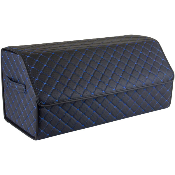 Bagažinės daiktadėžė EVAtech ECO L 30x30x65 cm - juoda / juodi kraštai / mėlynos siūlės / juodas vidus
