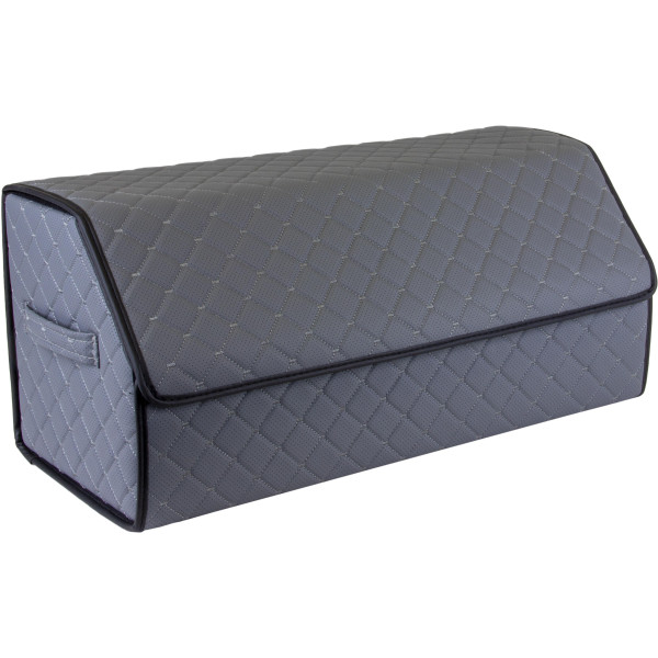Bagažinės daiktadėžė EVAtech ECO L 30x30x65 cm - pilka / juodi kraštai / pilkos siūlės / raudonas vidus