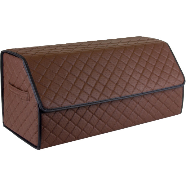 Bagažinės daiktadėžė EVAtech ECO L 30x30x65 cm - ruda / juodi kraštai / rudos siūlės / juodas vidus