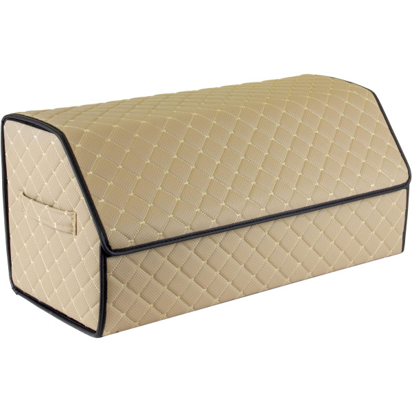Bagažinės daiktadėžė EVAtech ECO L 30x30x65 cm - smėlio / juodi kraštai / smėlio siūlės / juodas vidus