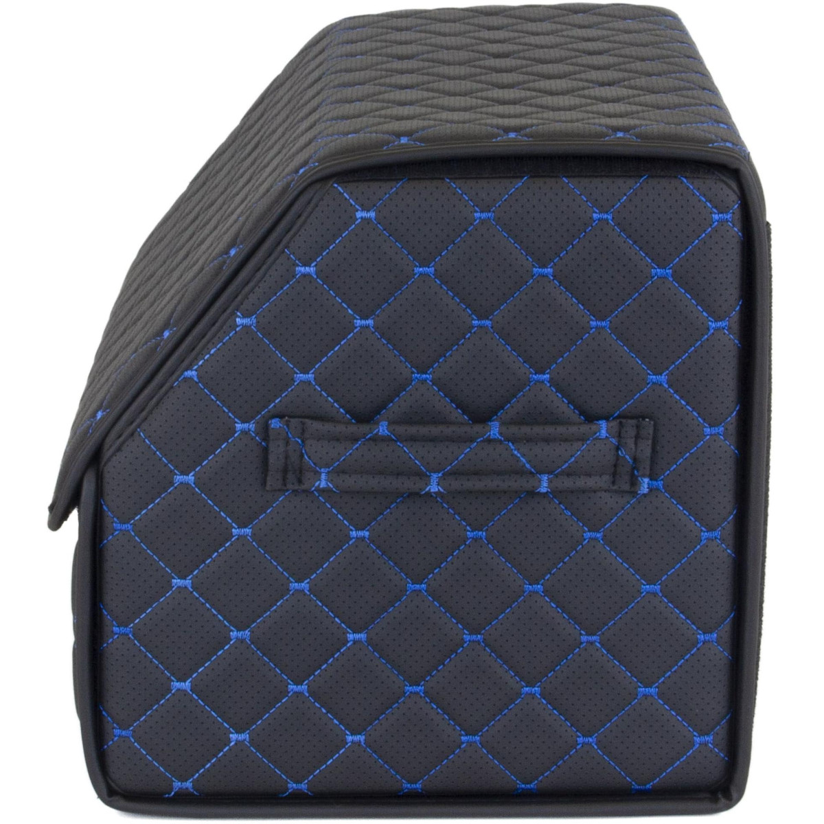 Bagažinės daiktadėžė EVAtech ECO M 30x30x50 cm - juoda / juodi kraštai / mėlynos siūlės / juodas vidus