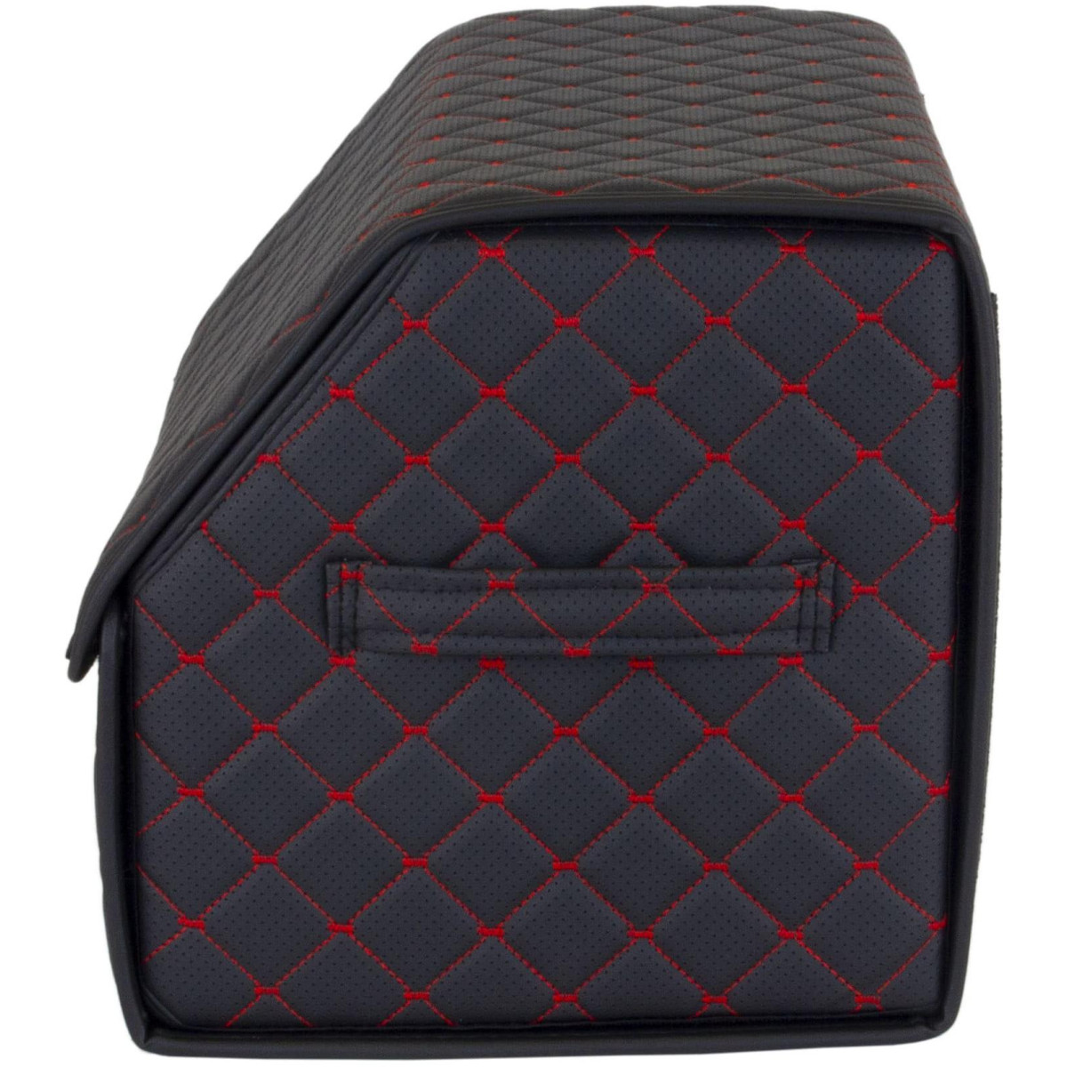 Bagažinės daiktadėžė EVAtech ECO M 30x30x50 cm - juoda / juodi kraštai / raudonos siūlės / juodas vidus