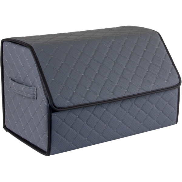 Bagažinės daiktadėžė EVAtech ECO M 30x30x50 cm - pilka / juodi kraštai / pilkos siūlės / juodas vidus