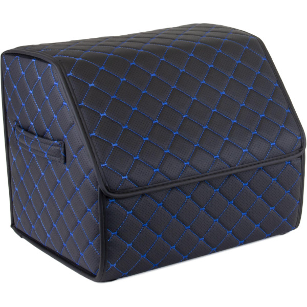 Bagažinės daiktadėžė EVAtech ECO S 30x30x35 cm - juoda / juodi kraštai / mėlynos siūlės / raudonas vidus