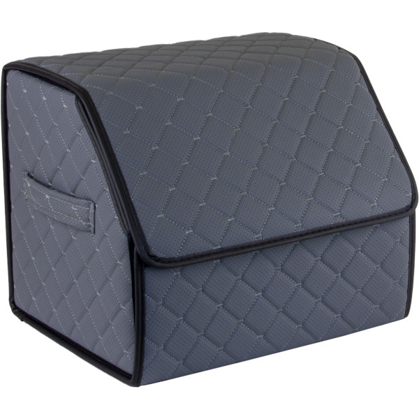 Bagažinės daiktadėžė EVAtech ECO S 30x30x35 cm - pilka / juodi kraštai / pilkos siūlės / juodas vidus