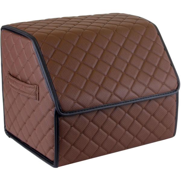 Bagažinės daiktadėžė EVAtech ECO S 30x30x35 cm - ruda / juodi kraštai / rudos siūlės / juodas vidus