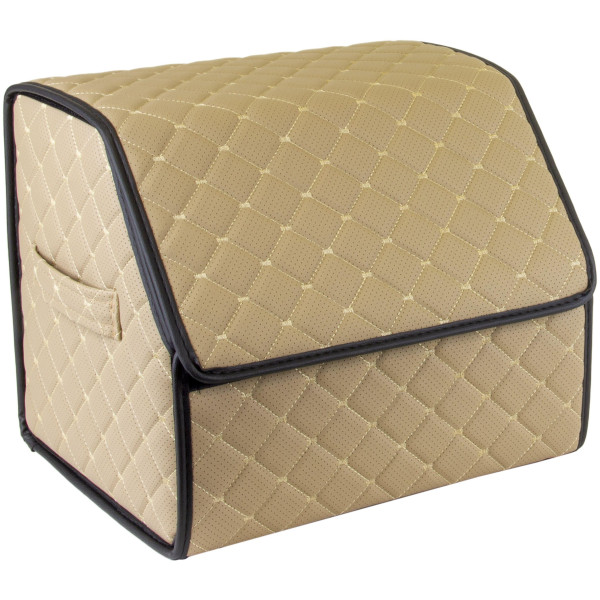 Bagažinės daiktadėžė EVAtech ECO S 30x30x35 cm - smėlio / juodi kraštai / smėlio siūlės / juodas vidus