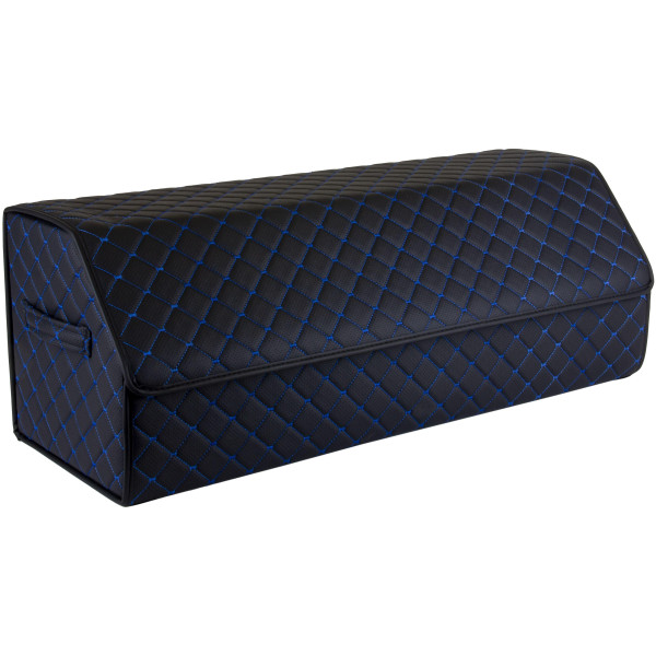 Bagažinės daiktadėžė EVAtech ECO XL 30x30x80 cm - juoda / juodi kraštai / mėlynos siūlės / juodas vidus