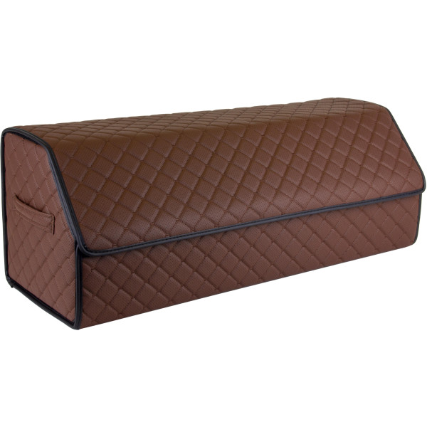 Bagažinės daiktadėžė EVAtech ECO XL 30x30x80 cm - ruda / juodi kraštai / rudos siūlės / raudonas vidus