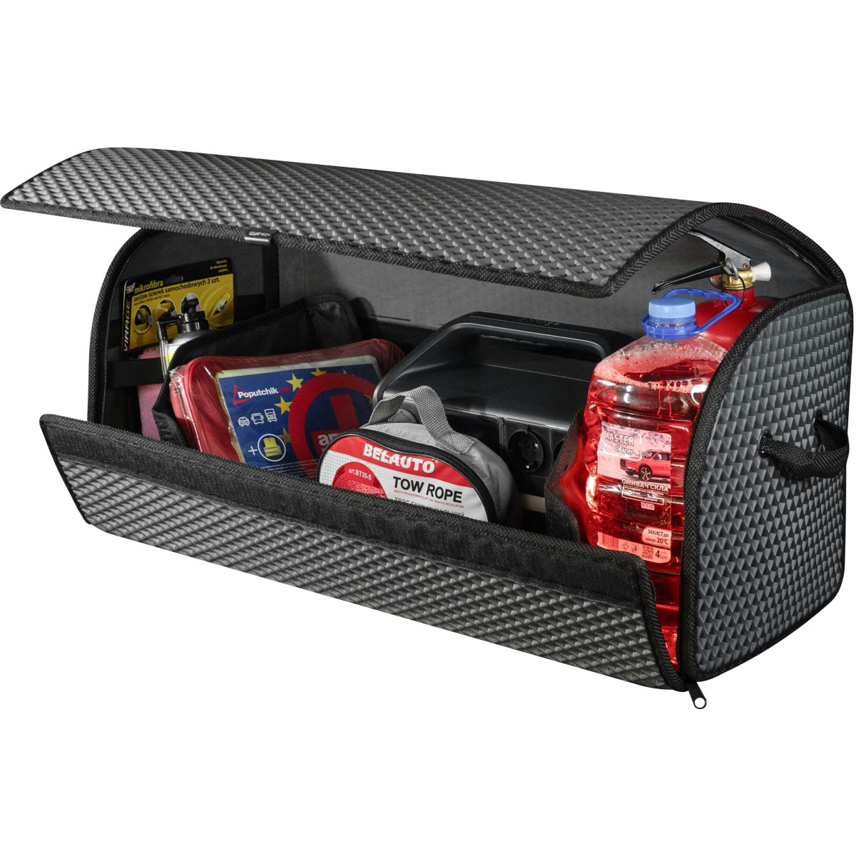 Bagažinės daiktadėžė EVAtech PRO L 32x75x30 cm - pilka / juodi kraštai Bagažinės daiktadėžė EVAtech PRO L 32x75x30 cm - pilka / juodi kraštai