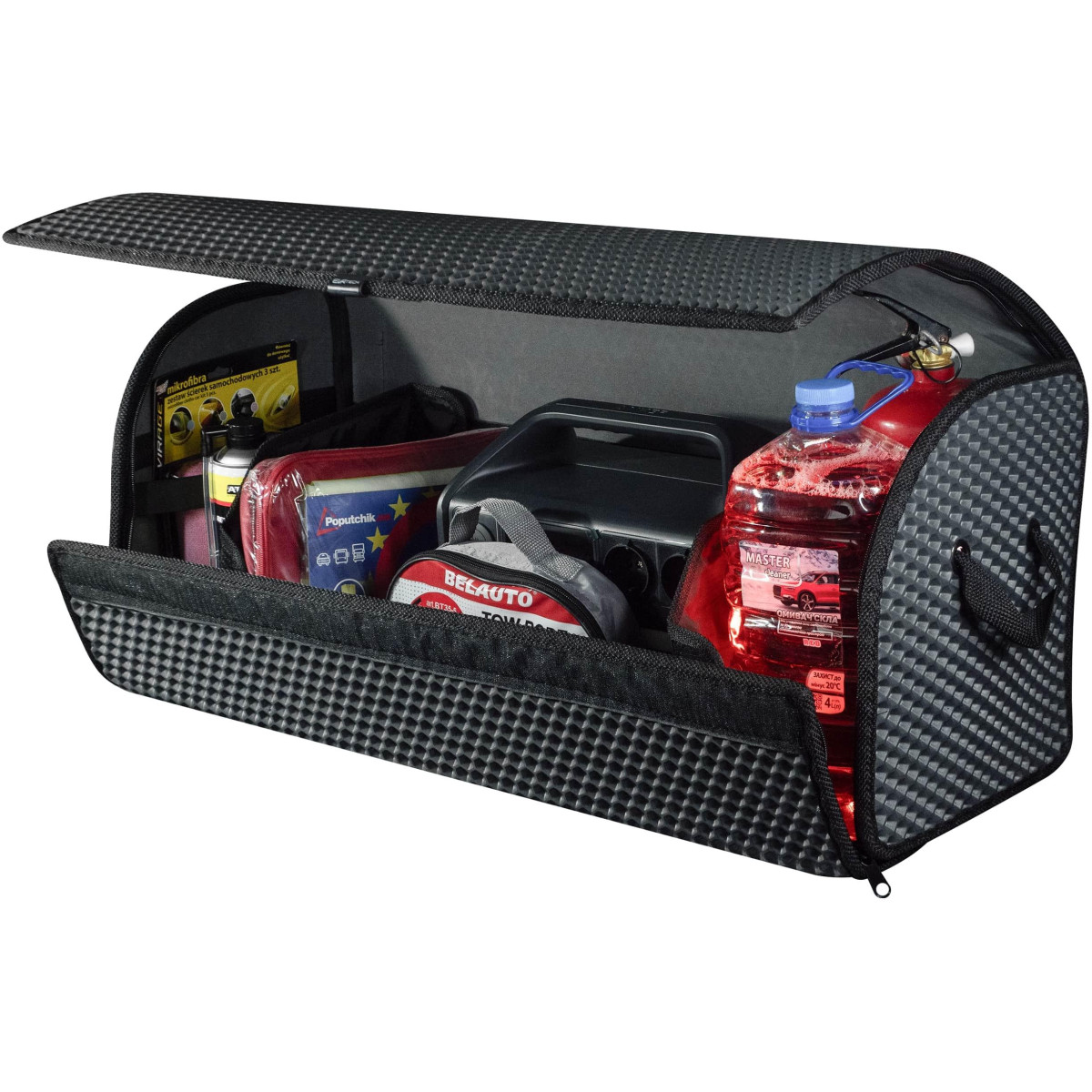 Bagažinės daiktadėžė EVAtech PRO L 32x75x30 cm - pilka / juodi kraštai Bagažinės daiktadėžė EVAtech PRO L 32x75x30 cm - pilka / juodi kraštai