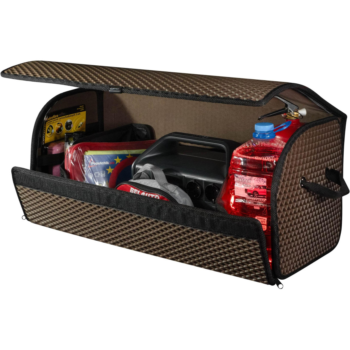 Bagažinės daiktadėžė EVAtech PRO L 32x75x30 cm - ruda / juodi kraštai Bagažinės daiktadėžė EVAtech PRO L 32x75x30 cm - ruda / juodi kraštai