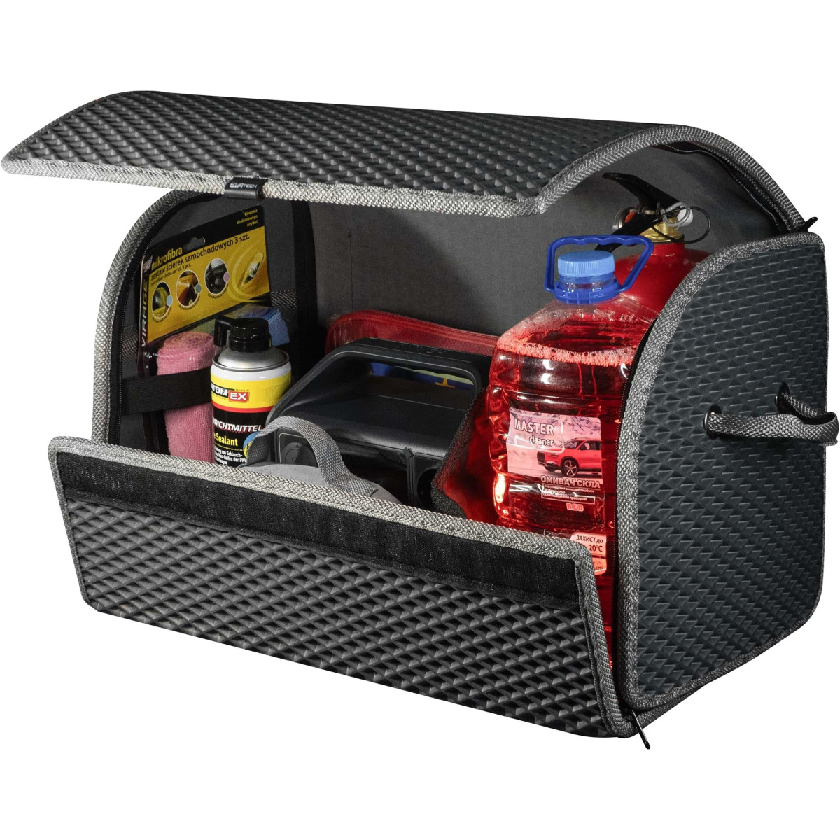 Bagažinės daiktadėžė EVAtech PRO M 32x50x30 cm - pilka / pilki kraštai Bagažinės daiktadėžė EVAtech PRO M 32x50x30 cm - pilka / pilki kraštai