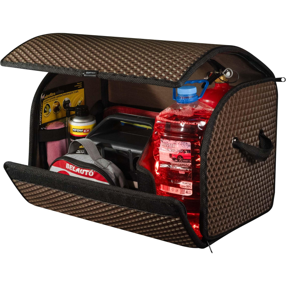 Bagažinės daiktadėžė EVAtech PRO M 32x50x30 cm - ruda / juodi kraštai Bagažinės daiktadėžė EVAtech PRO M 32x50x30 cm - ruda / juodi kraštai