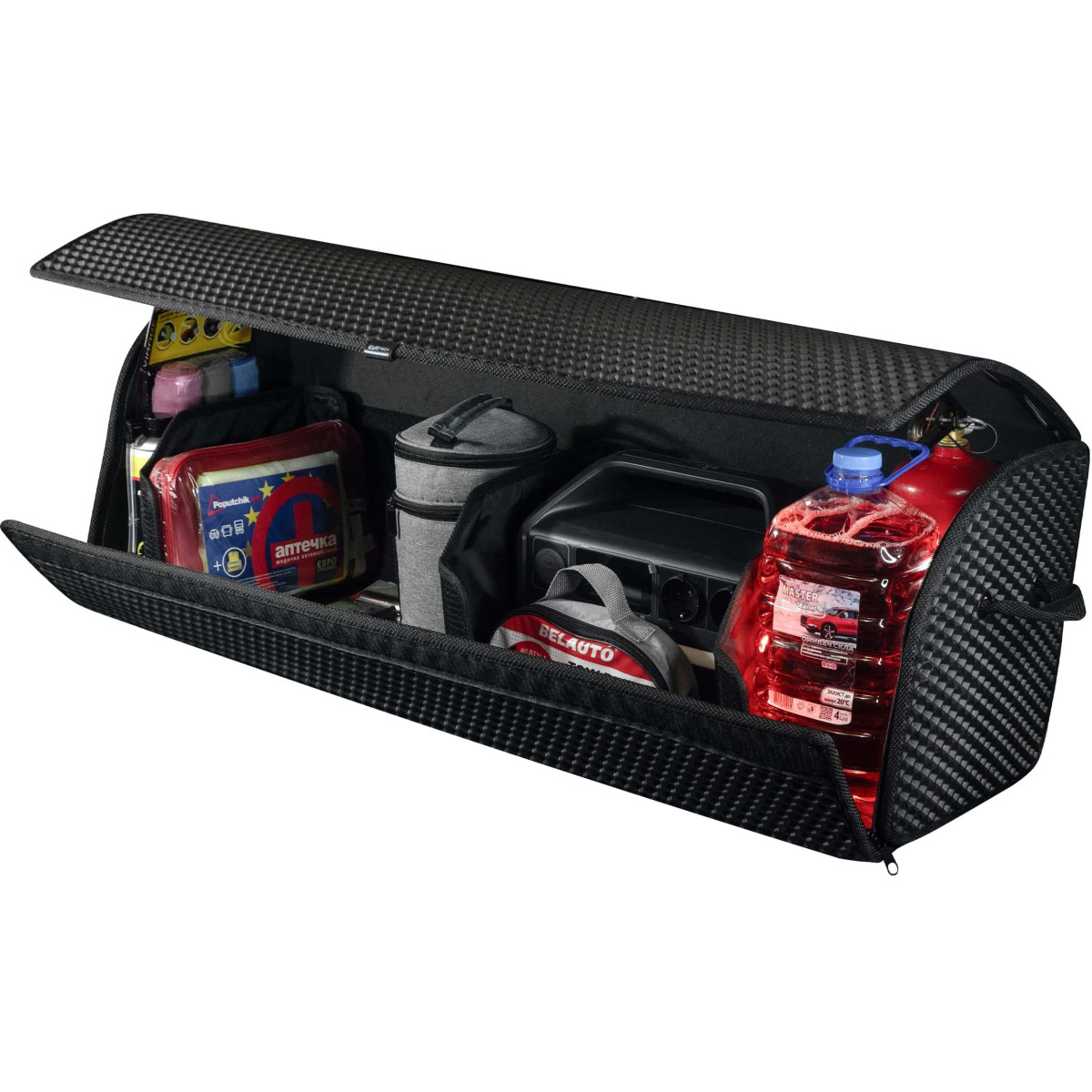 Bagažinės daiktadėžė EVAtech PRO XL 32x100x30 cm - juoda / juodi kraštai Bagažinės daiktadėžė EVAtech PRO XL 32x100x30 cm - juoda / juodi kraštai