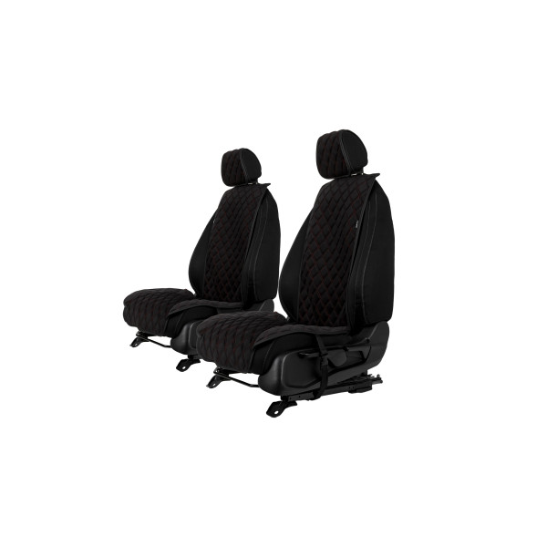 Sėdynės užvalkalai EVAtech Standard, 2 vnt. - juoda / juodi kraštai / raudonos siūlės