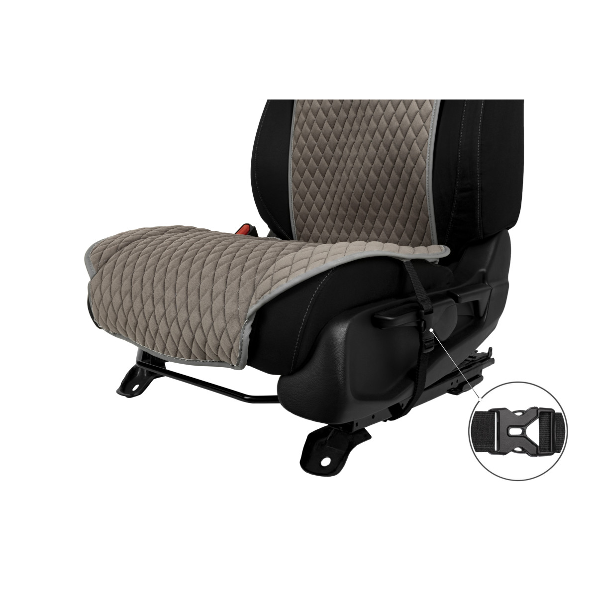 Sėdynės užvalkalai EVAtech Standard, 2 vnt. - pilka / pilki kraštai / pilkos siūlės