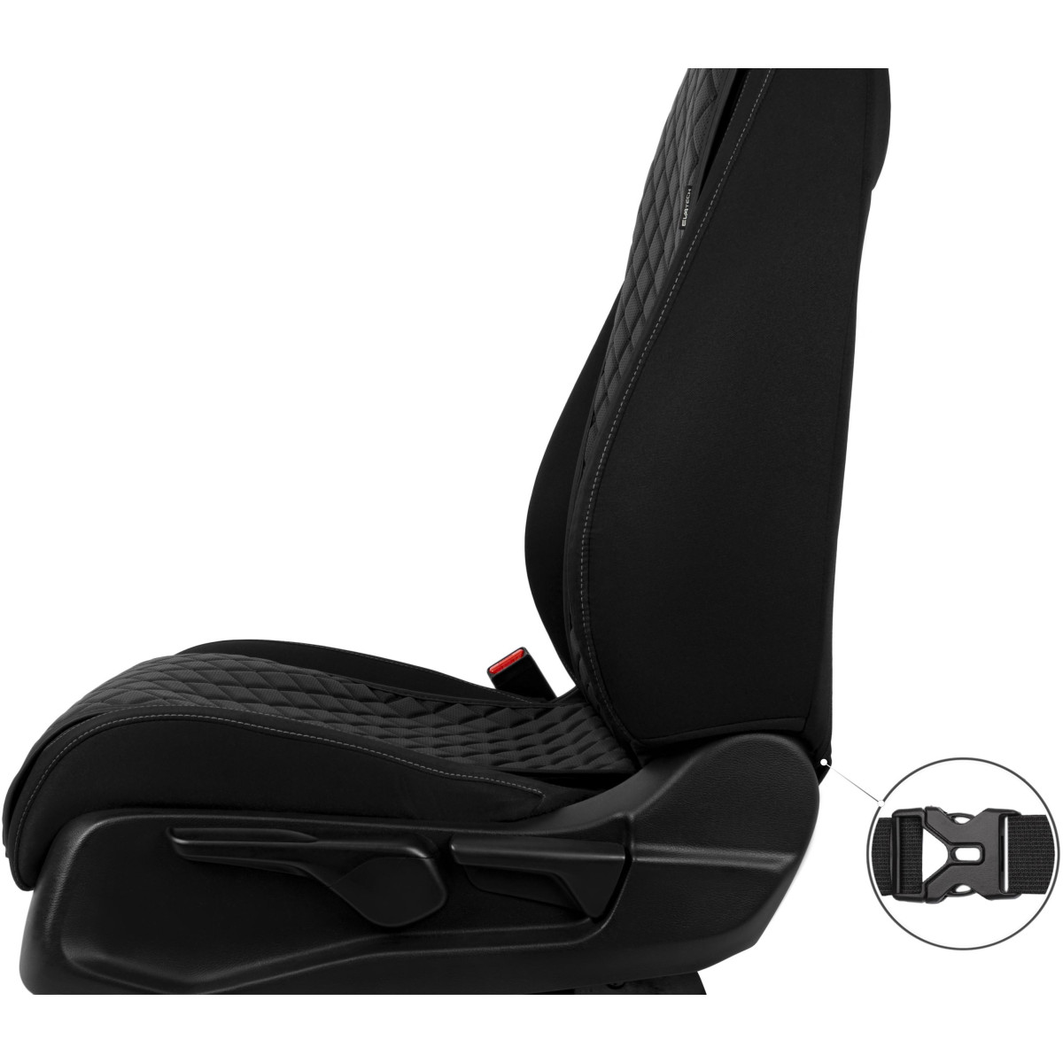 Sėdynės užvalkalas EVAtech ECO Basic, 1 vnt. - juoda / juodi kraštai / juodos siūlės Sėdynės užvalkalas EVAtech ECO Basic, 1 vnt. - juoda / juodi kraštai / juodos siūlės