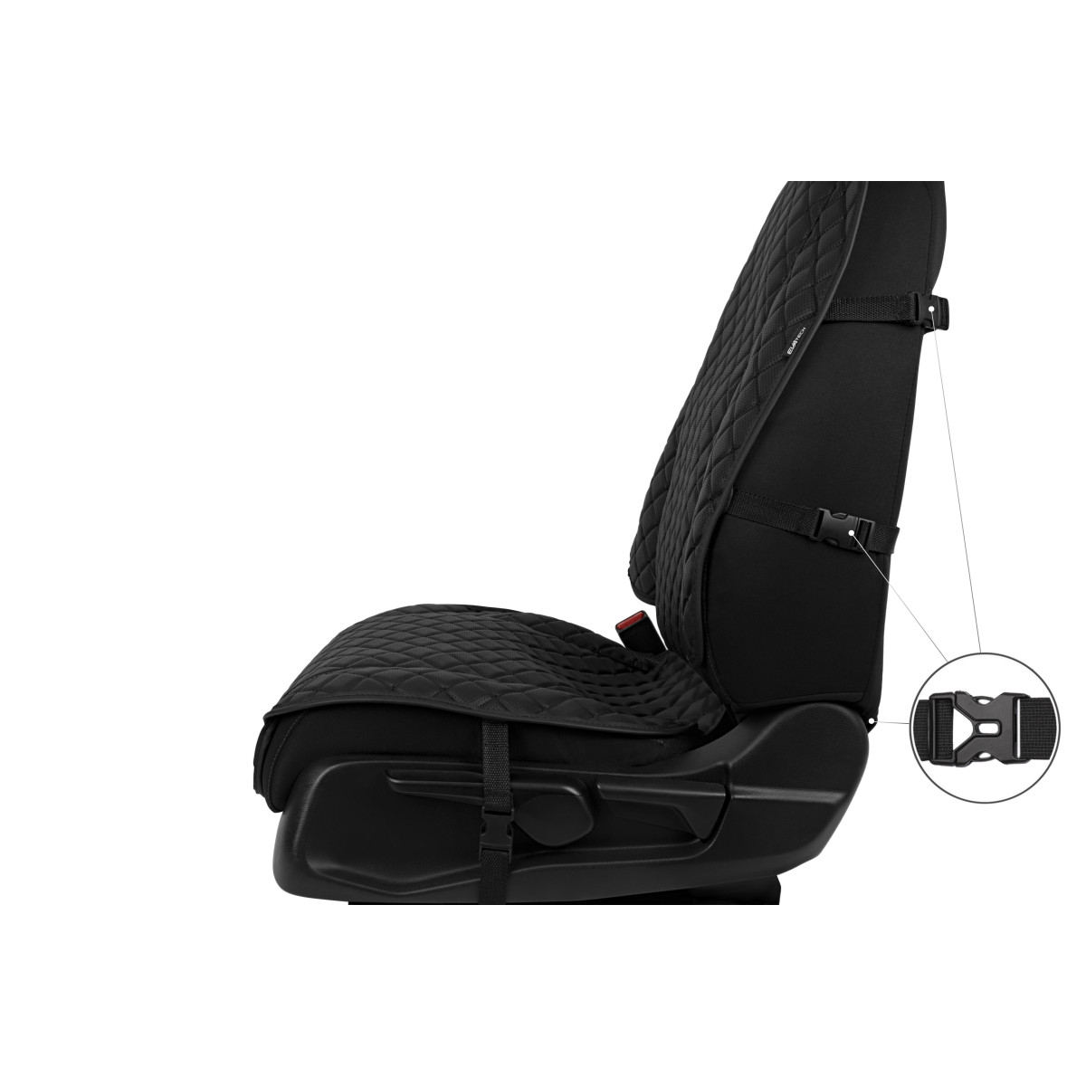 Sėdynės užvalkalas EVAtech ECO Max, 1 vnt. - juoda / juodi kraštai / juodos siūlės Sėdynės užvalkalas EVAtech ECO Max, 1 vnt. - juoda / juodi kraštai / juodos siūlės
