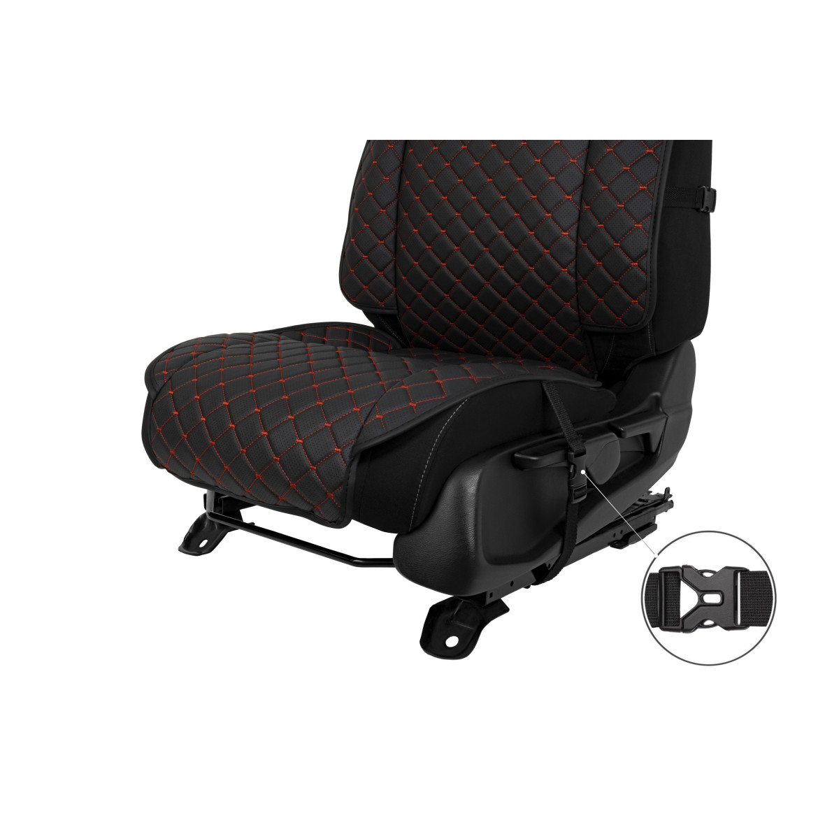 Sėdynės užvalkalas EVAtech ECO Max, 1 vnt. - juoda / juodi kraštai / raudonos siūlės Sėdynės užvalkalas EVAtech ECO Max, 1 vnt. - juoda / juodi kraštai / raudonos siūlės