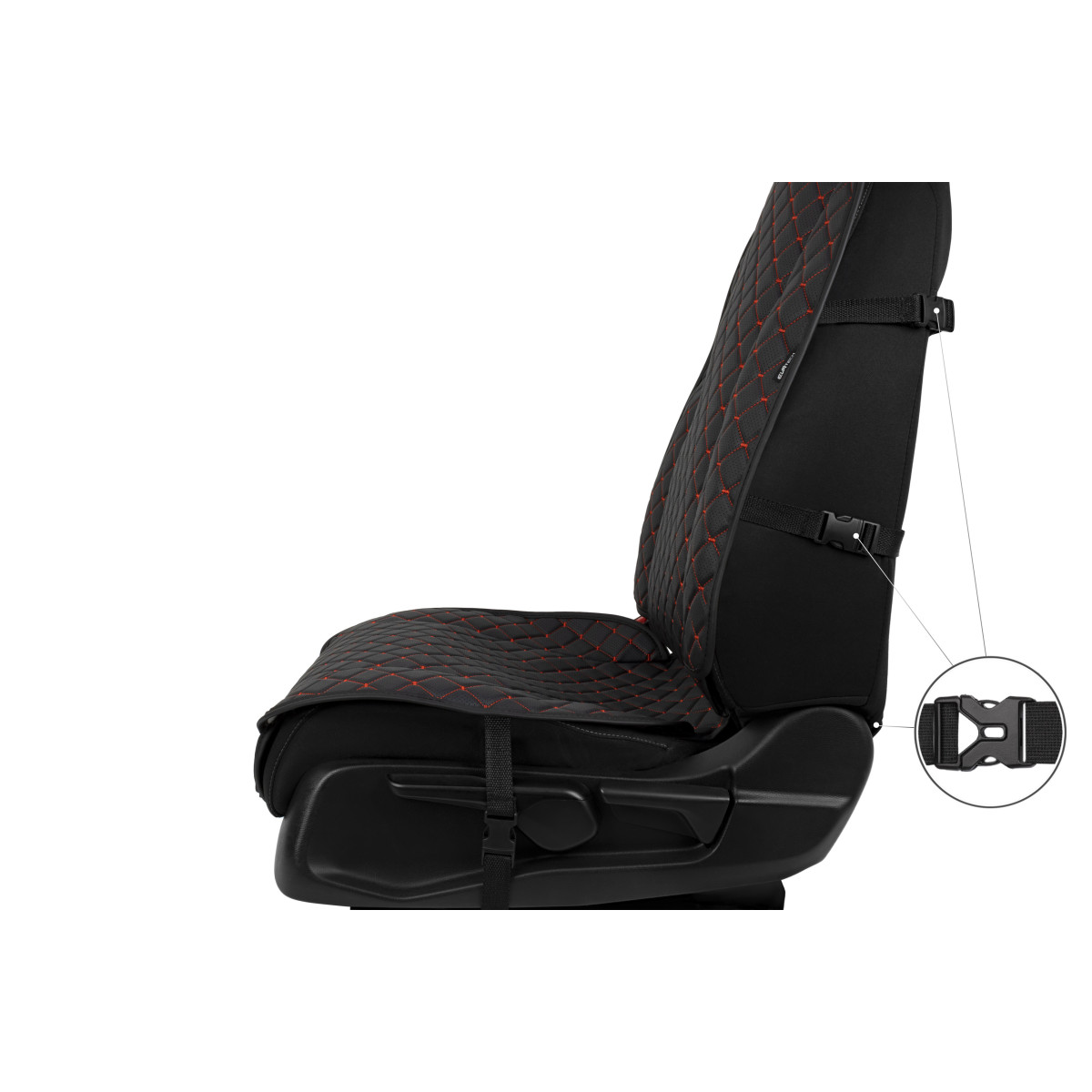 Sėdynės užvalkalas EVAtech ECO Max, 1 vnt. - juoda / juodi kraštai / raudonos siūlės Sėdynės užvalkalas EVAtech ECO Max, 1 vnt. - juoda / juodi kraštai / raudonos siūlės