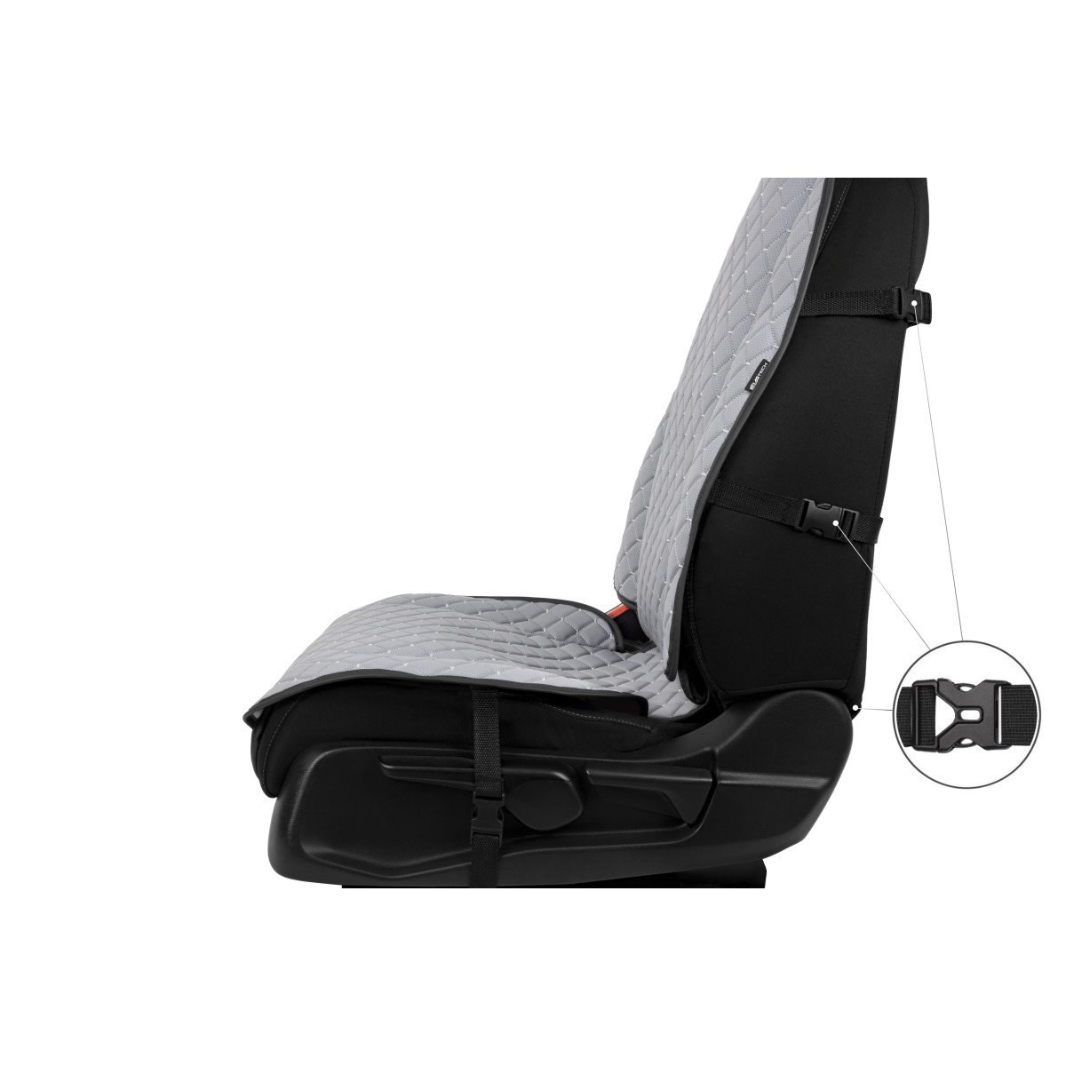 Sėdynės užvalkalas EVAtech ECO Max, 1 vnt. - pilka / juodi kraštai / pilkos siūlės Sėdynės užvalkalas EVAtech ECO Max, 1 vnt. - pilka / juodi kraštai / pilkos siūlės