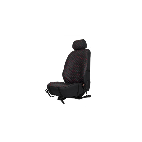 Sėdynės užvalkalas EVAtech ECO PRO, 1 vnt. - juoda / juodi kraštai / raudonos siūlės