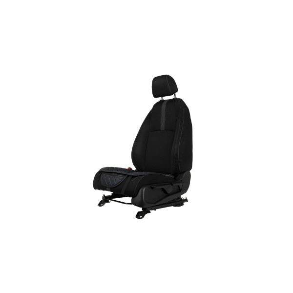 Sėdynės užvalkalo sėdimoji dalis EVAtech ECO, 1 vnt. - Juoda / juodi kraštai / mėlynos siūlės