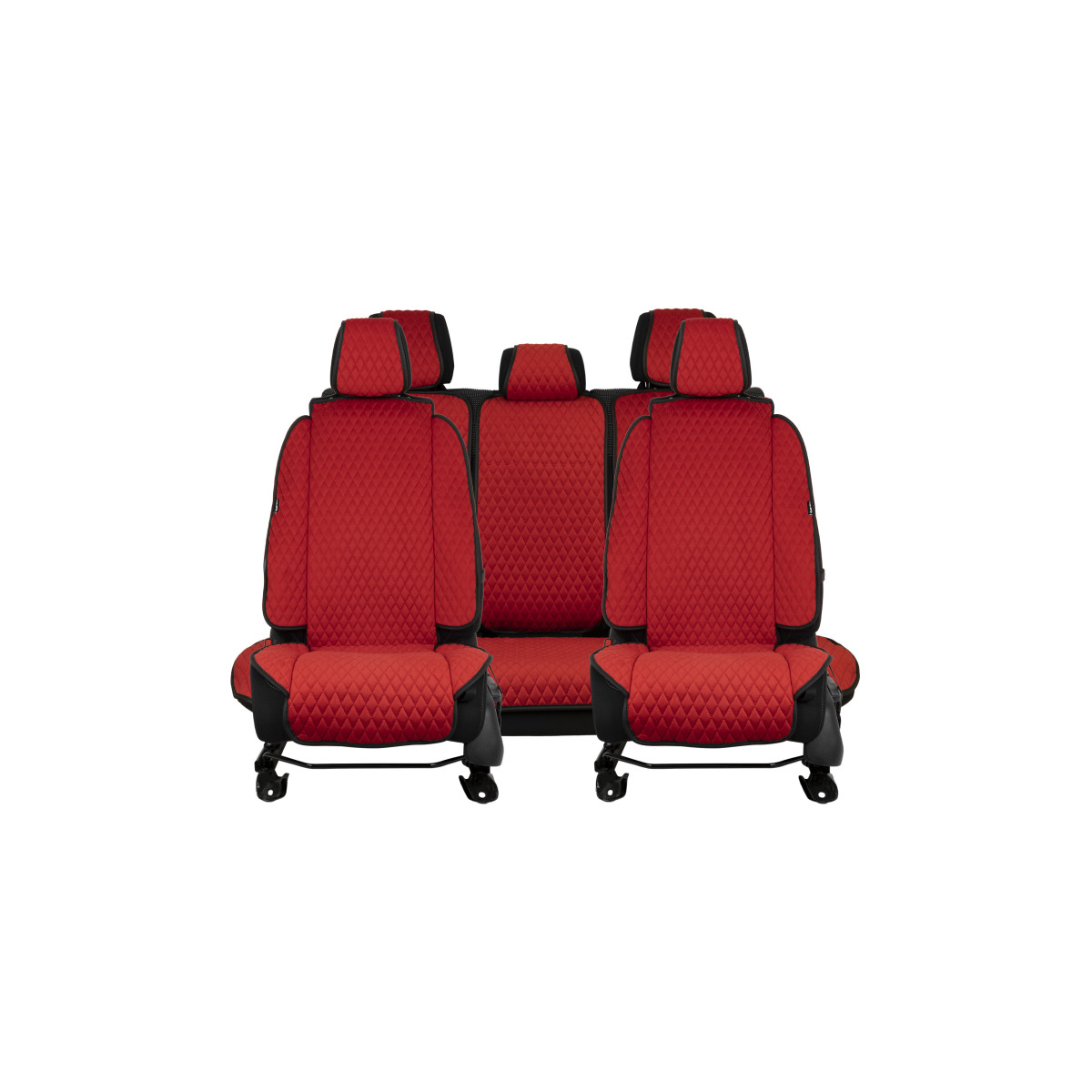 Sėdynės užvalkalų komplektas EVAtech Max, 3 vnt. - raudona / juodi kraštai / raudonos siūlės