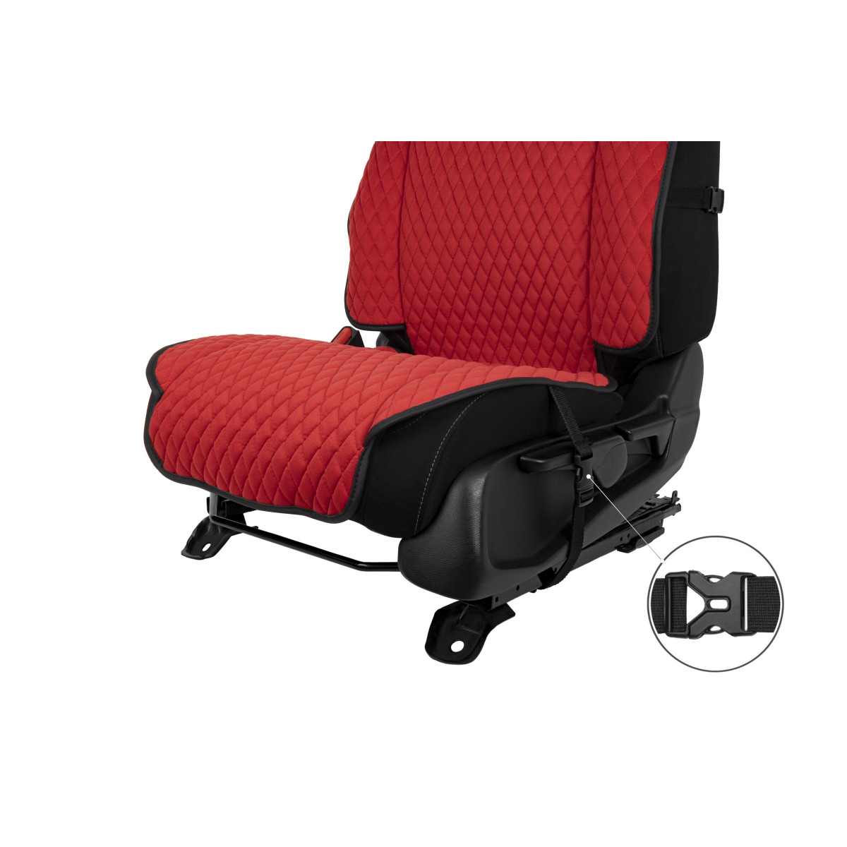 Sėdynės užvalkalų komplektas EVAtech Max, 3 vnt. - raudona / juodi kraštai / raudonos siūlės