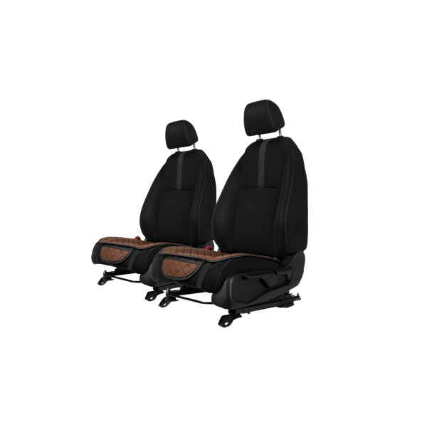 Sėdynės užvalkalų sėdimosios dalys EVAtech ECO, 2 vnt. - ruda / juodi kraštai / rudos siūlės
