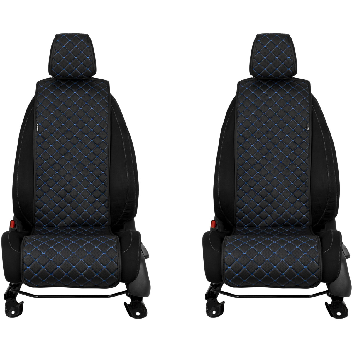 Sėdynių užvalkalai EVAtech ECO Basic, 2 vnt - juoda / juodi kraštai / mėlynos siūlės Sėdynių užvalkalai EVAtech ECO Basic, 2 vnt - juoda / juodi kraštai / mėlynos siūlės