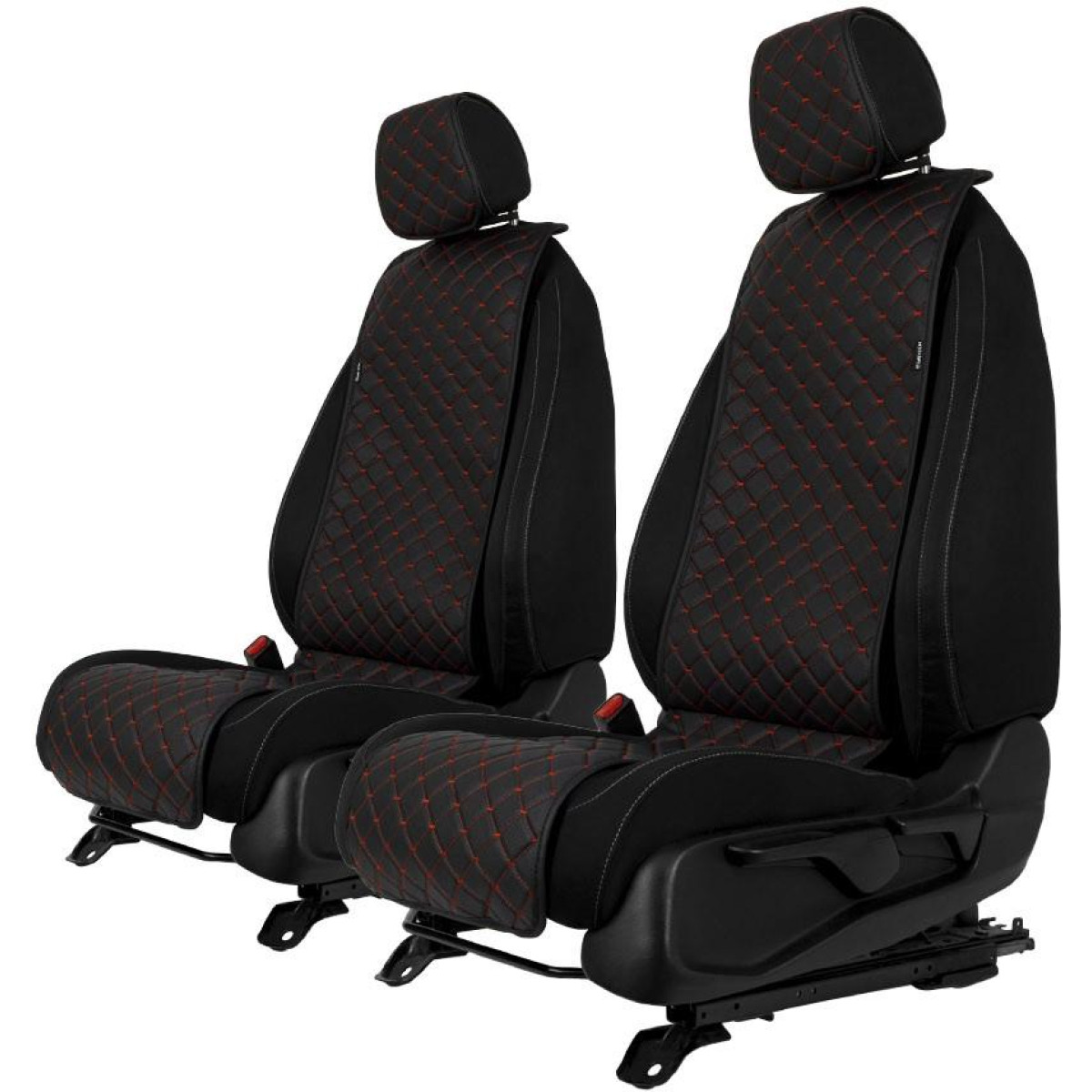 Sėdynių užvalkalai EVAtech ECO Basic, 2 vnt. - juoda / juodi kraštai / raudonos siūlės Sėdynių užvalkalai EVAtech ECO Basic, 2 vnt. - juoda / juodi kraštai / raudonos siūlės