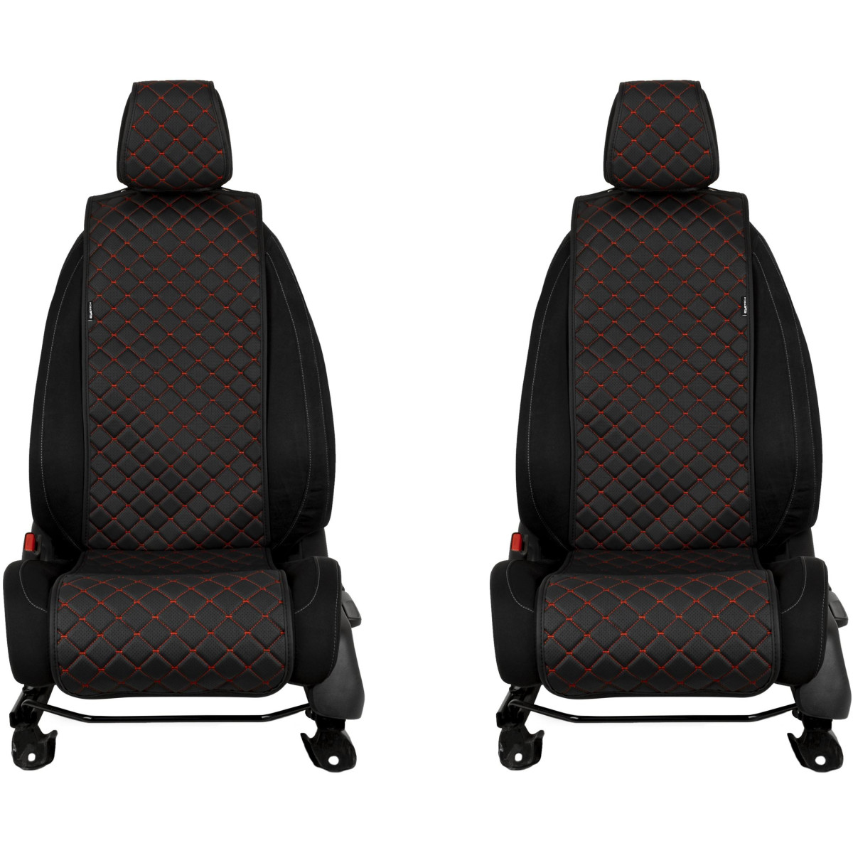 Sėdynių užvalkalai EVAtech ECO Basic, 2 vnt. - juoda / juodi kraštai / raudonos siūlės Sėdynių užvalkalai EVAtech ECO Basic, 2 vnt. - juoda / juodi kraštai / raudonos siūlės