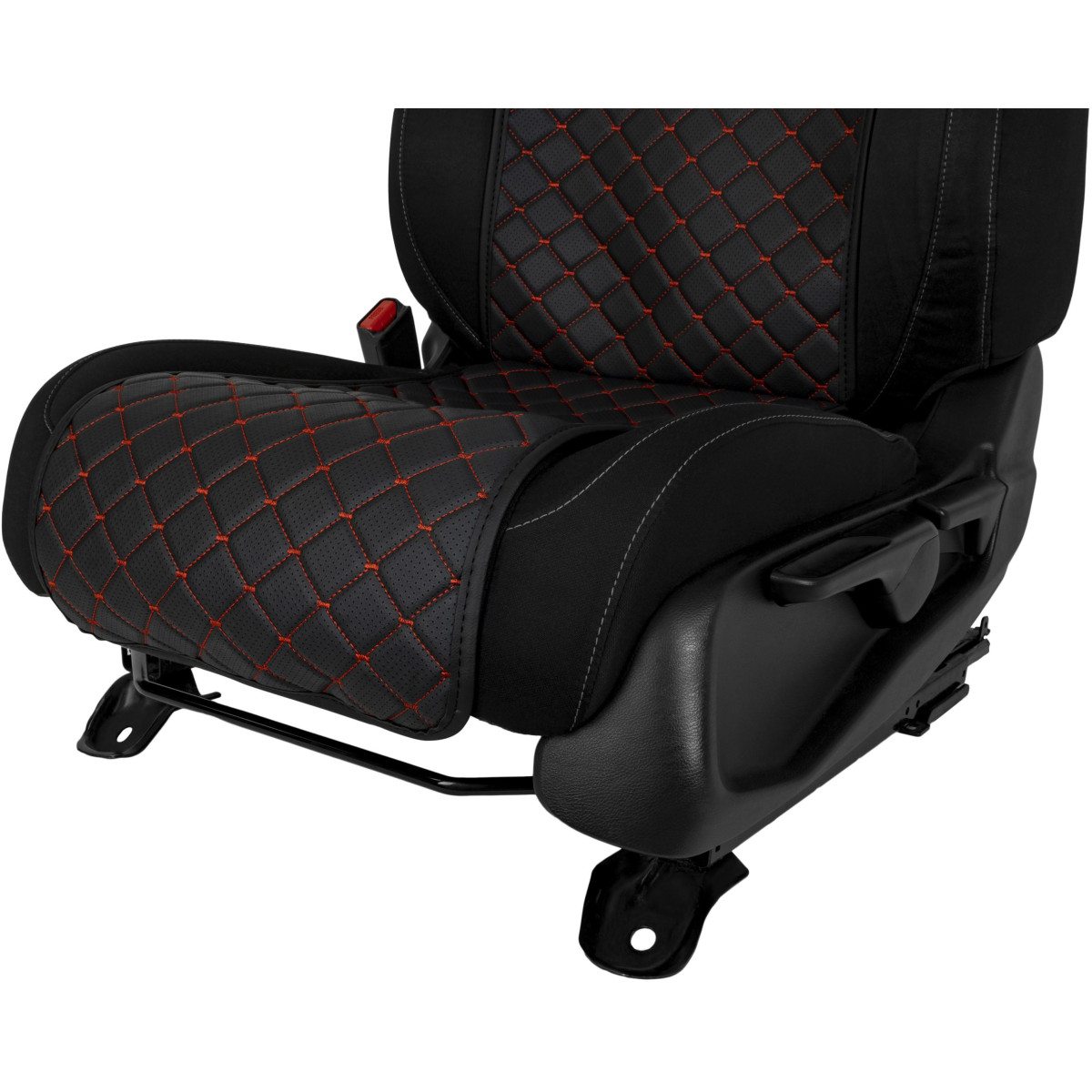 Sėdynių užvalkalai EVAtech ECO Basic, 2 vnt. - juoda / juodi kraštai / raudonos siūlės Sėdynių užvalkalai EVAtech ECO Basic, 2 vnt. - juoda / juodi kraštai / raudonos siūlės
