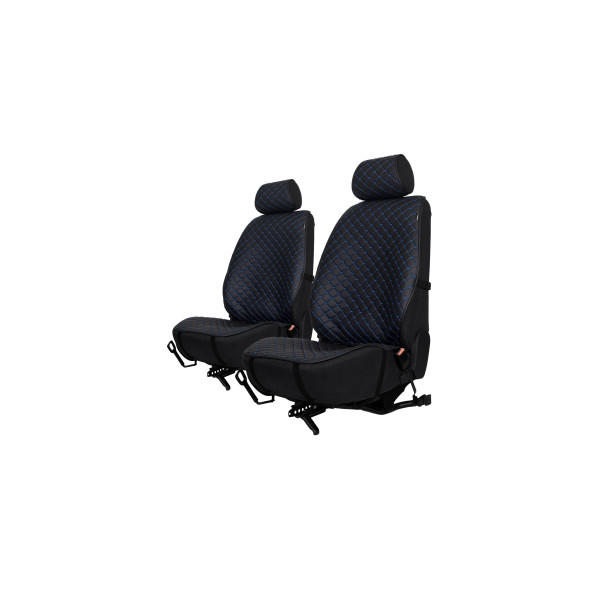Sėdynių užvalkalai EVAtech ECO PRO, 2 vnt. - juoda / juodi kraštai / mėlynos siūlės
