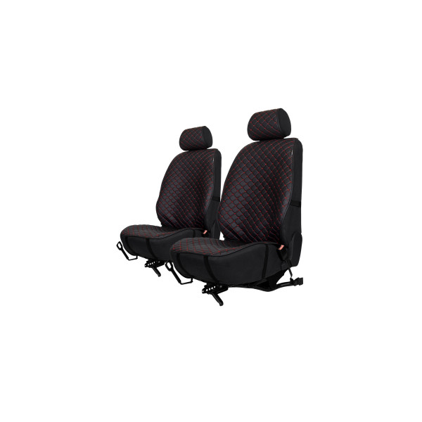 Sėdynių užvalkalai EVAtech ECO PRO, 2 vnt. - juoda / juodi kraštai / raudonos siūlės