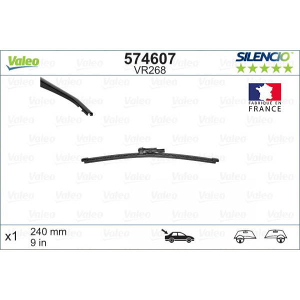 Galinis valytuvas Valeo Silencio Rear VR268, 240 mm