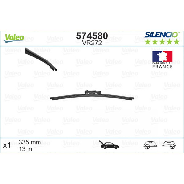 Galinis valytuvas Valeo Silencio Rear VR272, 335 mm