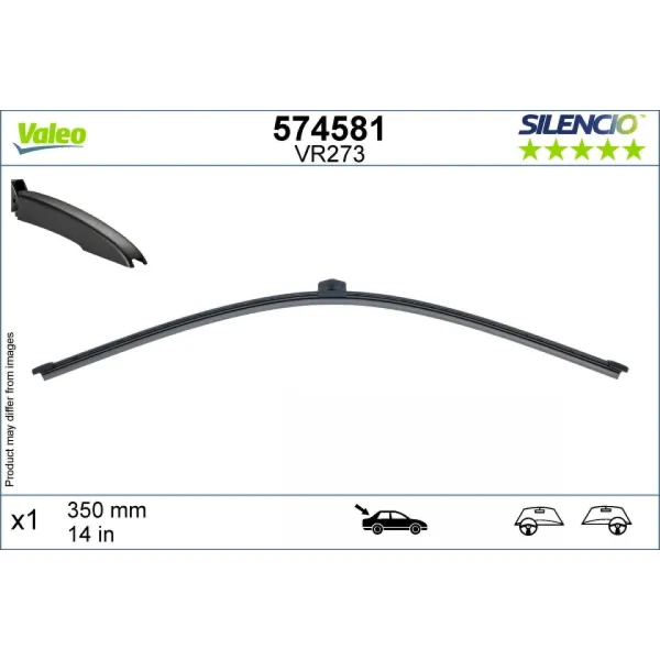 Galinis valytuvas Valeo Silencio Rear VR273, 350 mm