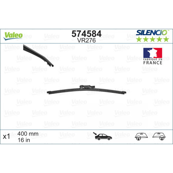 Galinis valytuvas Valeo Silencio Rear VR276, 400 mm