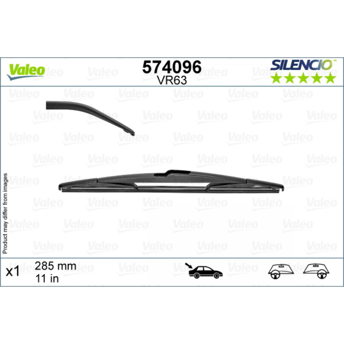 Galinis valytuvas Valeo Silencio Rear VR63, 285 mm Galinis valytuvas Valeo Silencio Rear VR63, 285 mm