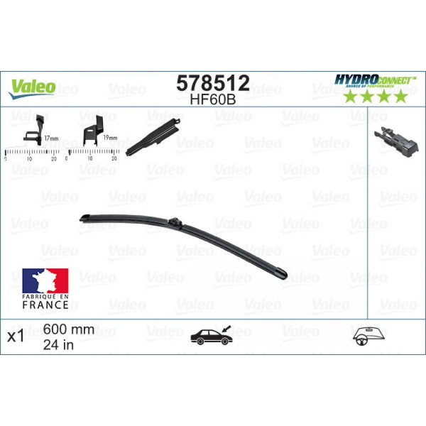 Valytuvas Valeo HydroConnect HF60B, 600 mm